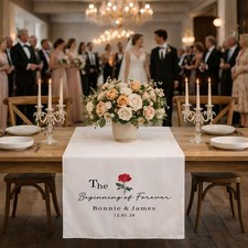 Wedding Table Runner, Personalized Last Name Sign, Custom Linen Wedding Banner