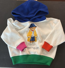 Polo Ralph Lauren Little Girls Long Sleeve Polo Bear Graphic Fleece Hoodie Sz 2