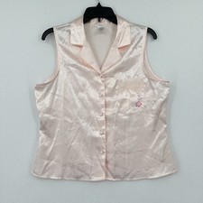 Pink K Pastel Pink Satin Pajama L Button Up Top Floral Coquette Romantic Y2K