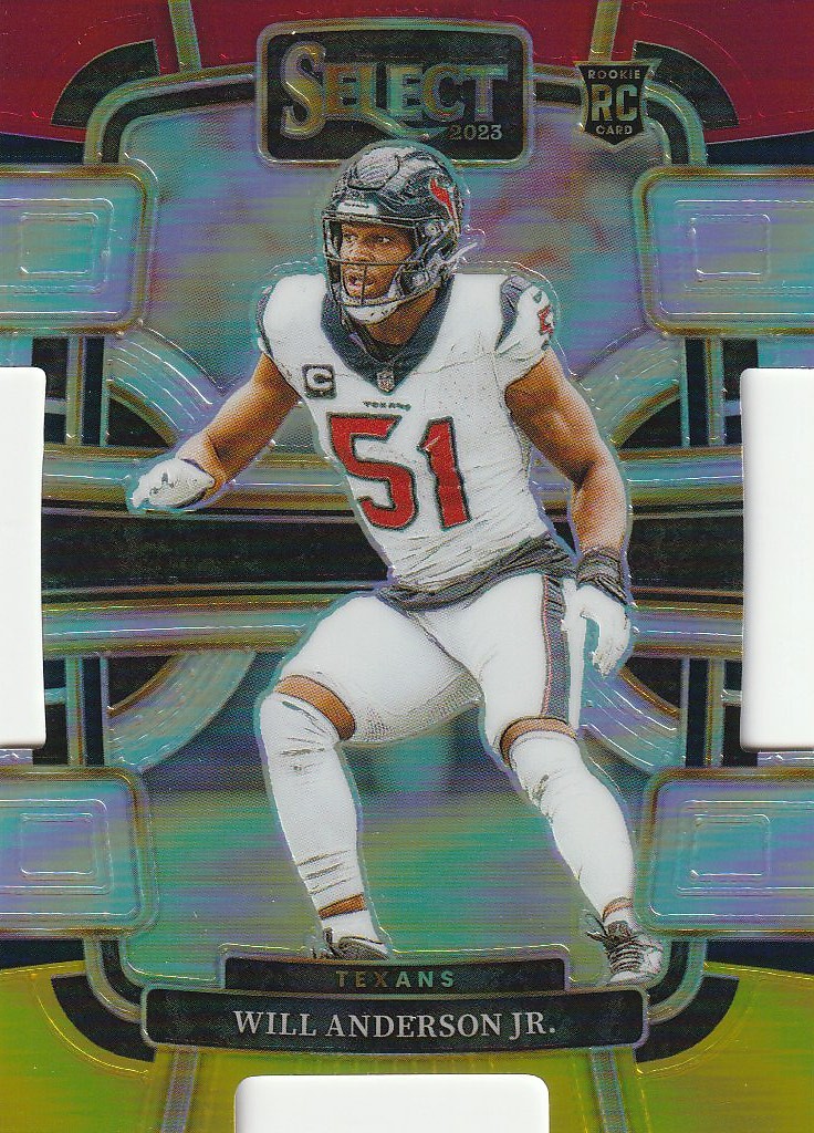 2023 Will Anderson RC Panini Select Concourse #40 Red & Yellow Prizm Die-Cut