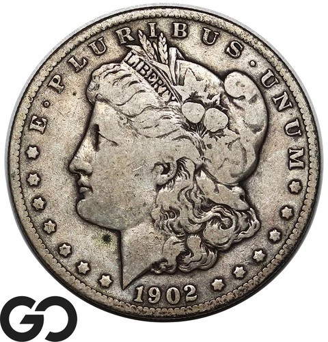 1902-S Morgan Silver Dollar Coin, Choice Fine Scarcer San Francisco Issue