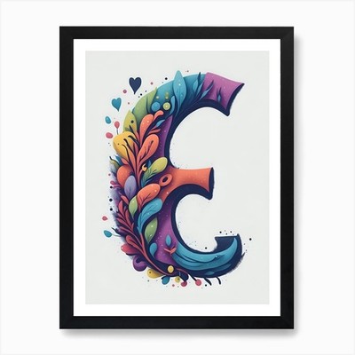 Colorful Letter E Illustration 35 A Framed Wall Art Poster Canvas Print Picture