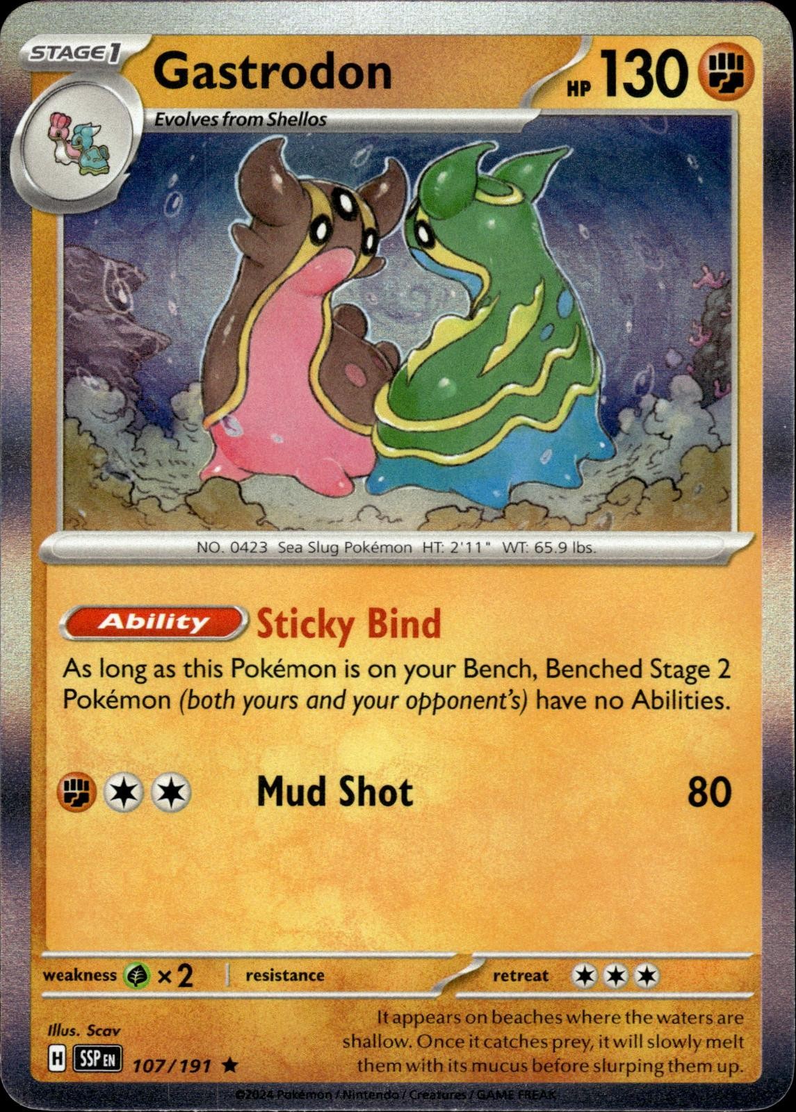 GASTRODON 107/191 RARE SURGING SPARKS POKEMON HOLO NM