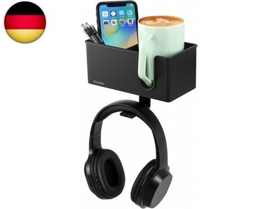 SchreibtischOrganizer mit Kopfhörer-Aufhänger, Schreibtisch-Getränkehalter für S
