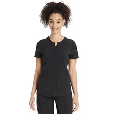 Scrubstar Women's Antimicrobial Premium Performance Notch Neck Top Black Small
