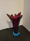 Murano Sommerso Art Glass Vase Purple Blue Handblown Vintage Italian 9" MCM