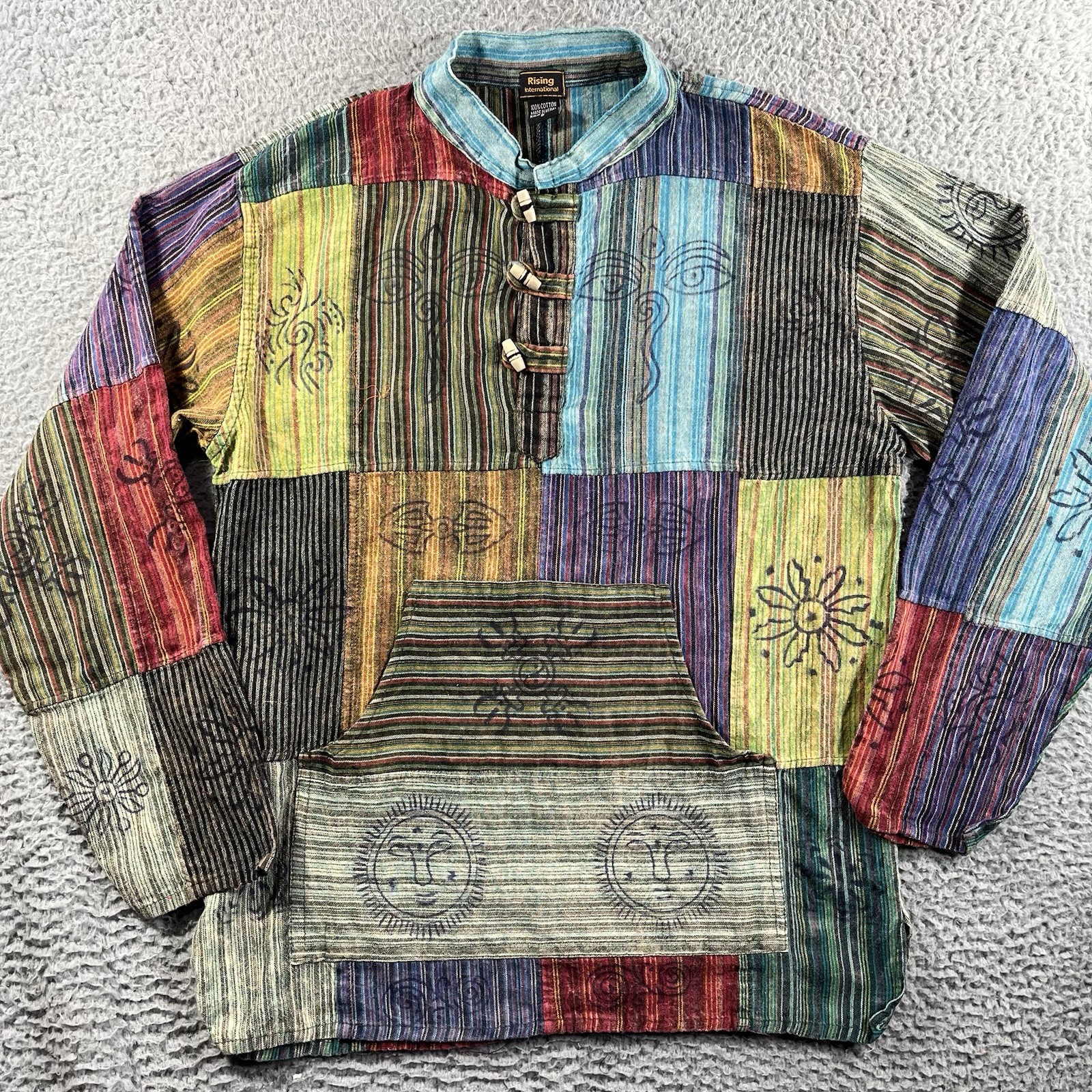 Rising International Patchwork Shirt Small Nepal … - image 1