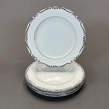 Empress China Regent Platinum Scrolls Dessert Bread Plates 6 3/4" Set of 4