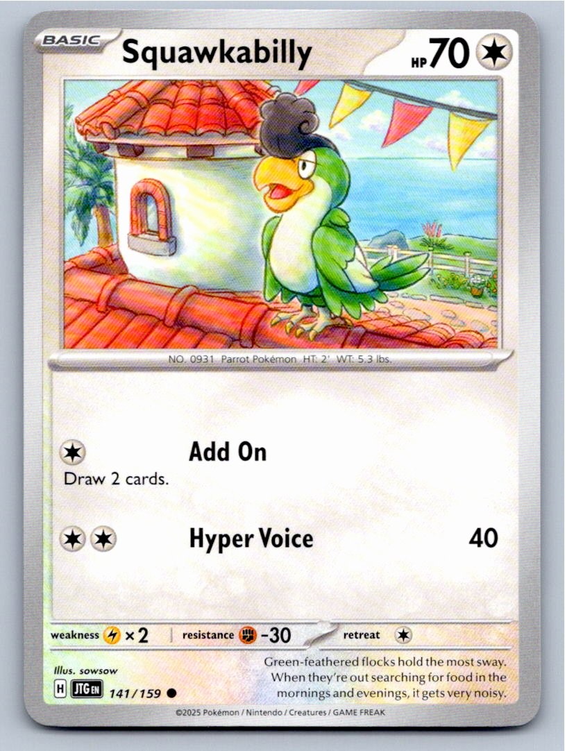 2025 POKEMON SQUAWKABILLY JOURNEY TOGETHER 141/159 COMMON NM A28161 FREE S&H