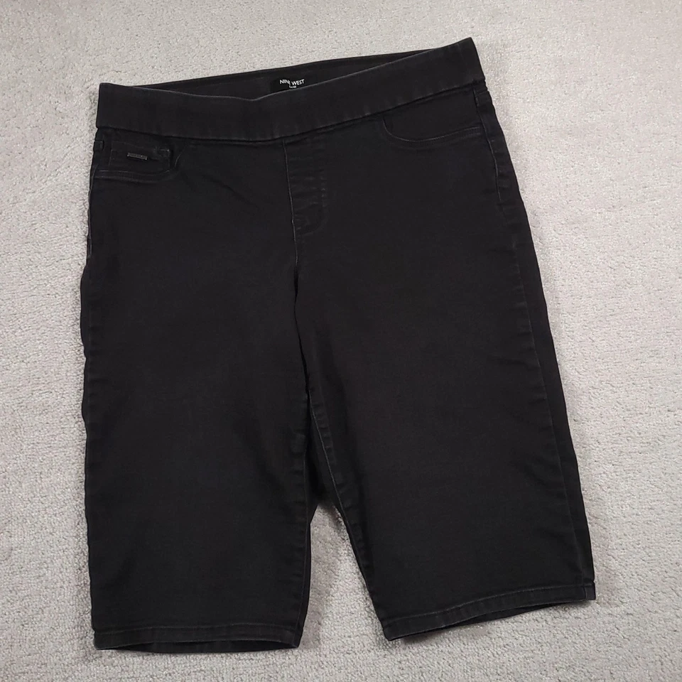 Shorts skimmer feminino Nine West 14 jeans stretch calça capri casual pull on - Imagem 2 de 4