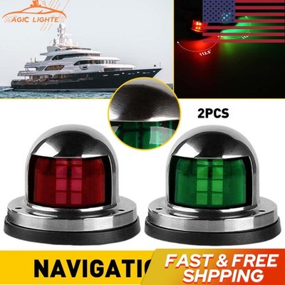 2 in 1 12V LED Bow Navigation Light Marine Boat Yacht Pontoon Stainless Steel US