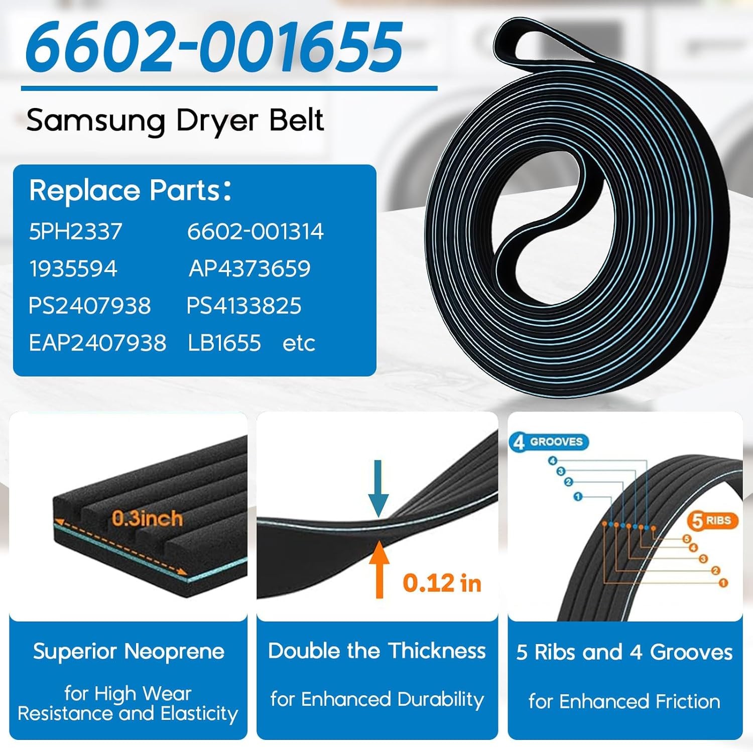 Dryer Roller Repair Kit Idler Pulley Belt Compatible Dryer Parts Set