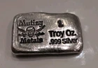 1 oz .999 Fine Silver Bar Mutiny Metals 'Pirate Skull & Crossbones' Hand Poured
