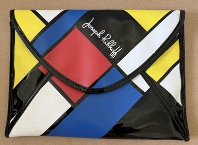 Joseph Ribkoff Clutch Mondrian Art Color Block Purse Handbag Patent Yellow Black