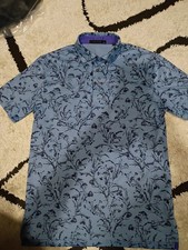 Grayson Polo Shirt Kids XXL 12/13 Teen Blue Flower All Over Print