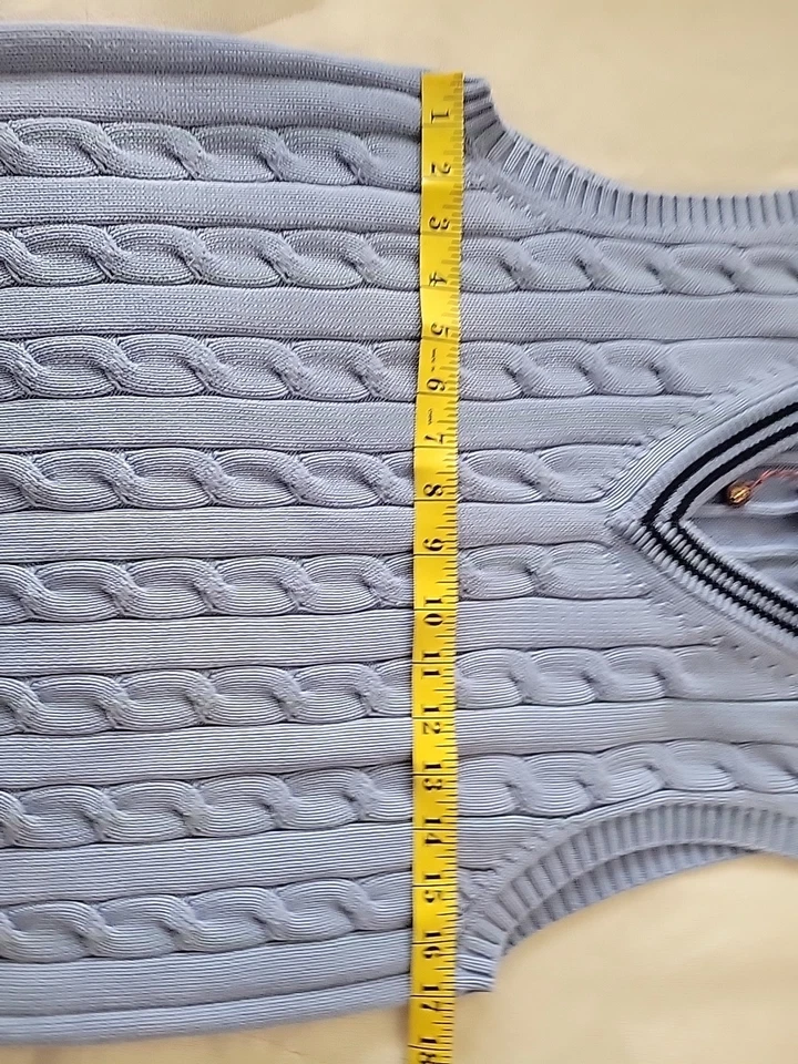 Colete Brooks Brothers 100% algodão feito em Hong Kong gola V masculino azul G - Imagem 3 de 4