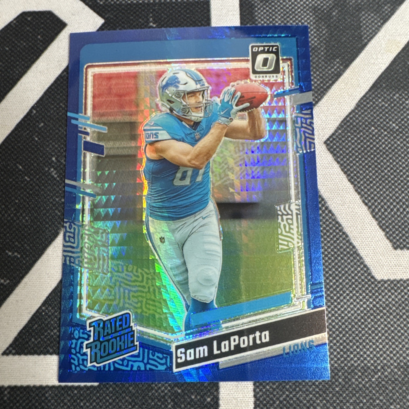 Sam LaPorta 2023 Donruss Optic #237 Rated Rookie Blue Hyper Prizm