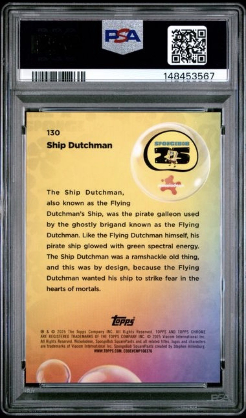 2025 Topps Chrome SpongeBob Ship Dutchman Red /5 PSA 9 #130 view 2