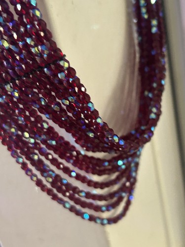 Stunning Red Beaded Sparkly Statement Choker Necklace Stylish glamour 