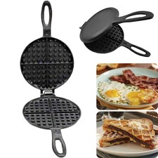 Waffle Maker Cast Pre Seasoned Round Traditional Belgian Pancakes Maker Iron 1PC