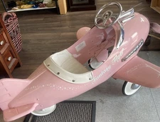 Airflow Collectibles Child's Pink Fantasy Flyer Metal Pedal Plane Airplane Used