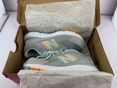 NEW BALANCE YP680GM6 RAIN CLOUD/BLUE CHILL/MANGO SIZE 6.5 Kids/Enfants. NIB