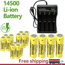 14500 Battery 2500mAh  3.7V Rechargeable Batteries Cell For Flashlight LOT