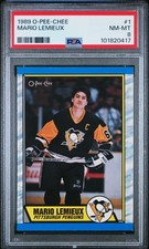 1989 O-PEE-CHEE #1 MARIO LEMIEUX PSA 8
