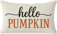 Fall Throw Pillow Covers 12x20, Fall Decorations for Home Decor, Hello Pumpkin O