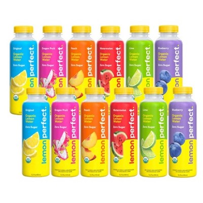 Lemon Perfect 6 Flavor Variety Pack   6 or 12 Bottles   Organic Lemon Water