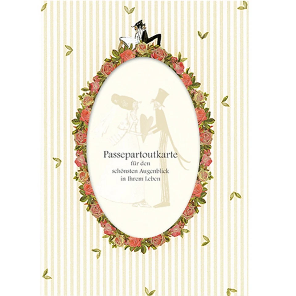 Silke Leffler Carte Invitation Mariage Passepartout Roses Multicolore, Rose - Photo 4/4