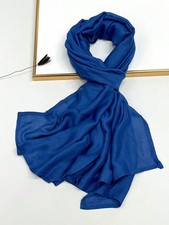 8 Baolan Soft Solid Blue Hijab Shawl Breathable Elegant Headwrap