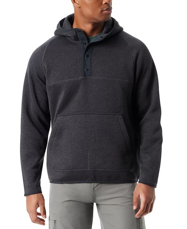 Bass Outdoor Hoodie Mens Large Black Beauty Regular-Fit Mixed-Media 14-Snap 5390₽