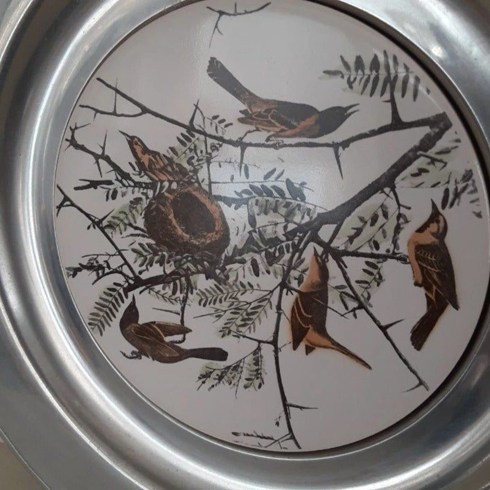 Wilton Peltre 11" Audubon Porcelana Inserto Orioles Placa Botánica Pared Expositor Foto 3 de 4