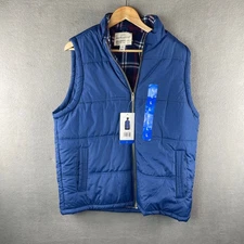 Original Weatherproof Vest Mens Large Blue Full Zip Lined Filled Windbreaker NWT