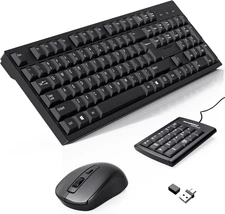 Wireless Keyboard and Mouse Combo-Full Size QWERTY Layout 2.4G Stereo Keycap Erg