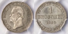 i-650344 German States SAXE-COBURG-GOTHA 1 Grosch 1865-B. TOP POP! PCGS MS 64