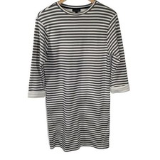 Topshop Women US 6 Gray Cream Striped Mini Shift Dress Casual Workwear