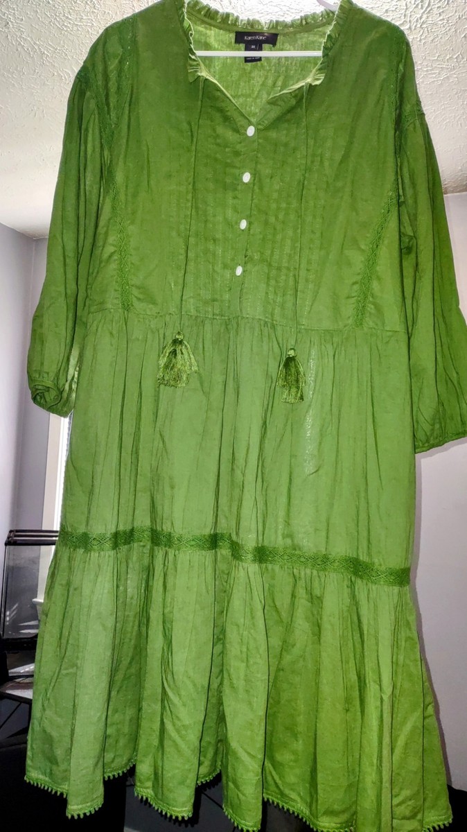 Karen Kane Mango Tango Lace Trim Dress/Color GRN/ Size 2X | eBay