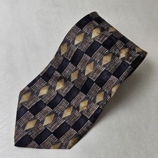 Mulberry Men's Tie Hand Sewn Made In USA ITALIAN Silk Extra Long Black Gold