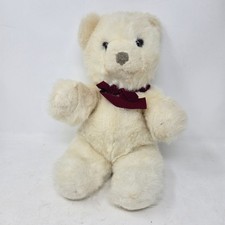 Vintage 1983 Gund Collector's Classic Teddy Bear Cream Plush Burgundy Bow 10"