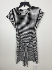 JCrew Black & White Striped Tie-Waist Short Dress 100% Cotton Preppy Classic