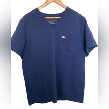 Figs Men's Navy Deep Blue Chisec V-Neck Shirt Scrub Top Technical Collection