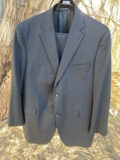 Jack Victor Suit Mens 46R Black Pinstripe 2 Button Wool Pants 40x30 397 