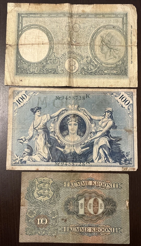 1908 100 Mark Germany 1928 10 Krooni Estonia 1943 50 Lire Italy 3 Notes - Image 2 of 2