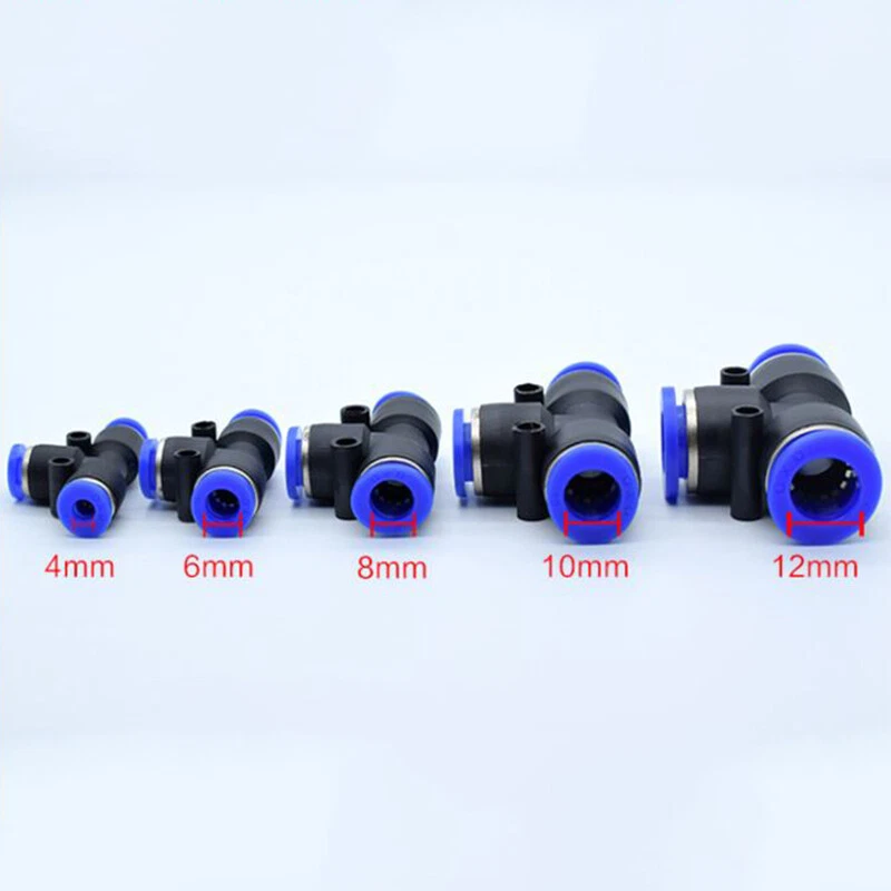Union Tee Equal Connector Pneumatic Push-In Fitting for Air Sizes 4/6/8/10-16mm - image 1 of 4