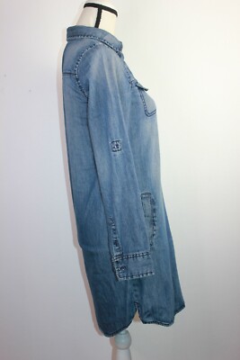 Joe Fresh Denim Shirt Dress Long Adjustable Sleeves Pockets Women's XS |  eBay