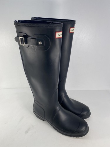 Hunter Black Navy Blue Back Zip Rubber 