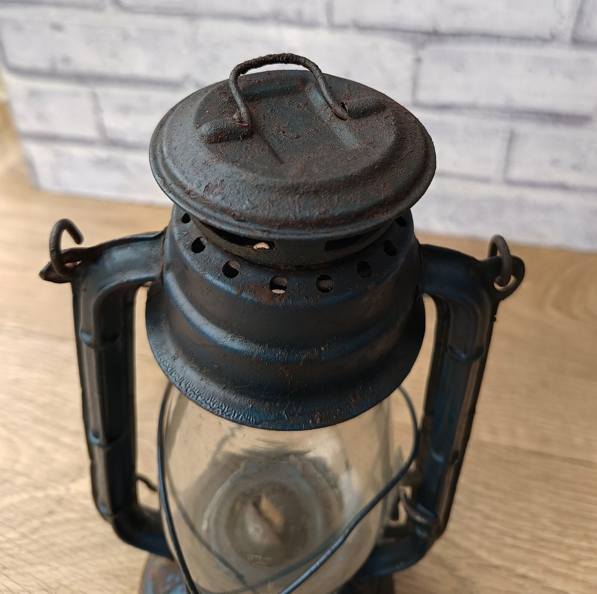 Lanterne Kérosène BHASKER – Vintage Indien – Laiton Et Fer – Occasion