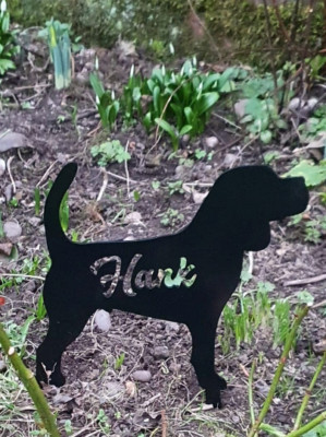Personalisierter Beagle Metall Haustier Hundeliebhaber Geschenk individuell Denkmal Garten Grab